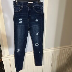 Wax Jeans dark wash distressed skinny jeans SIZE 9